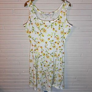 Microstar White Floral Flowy Swing Sun Mini Dress, Women’s Size Large